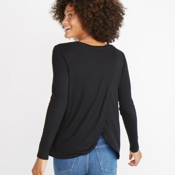 Marine Layer Tinley Tulip Back Top in Black Rib - Picture 3 of 5